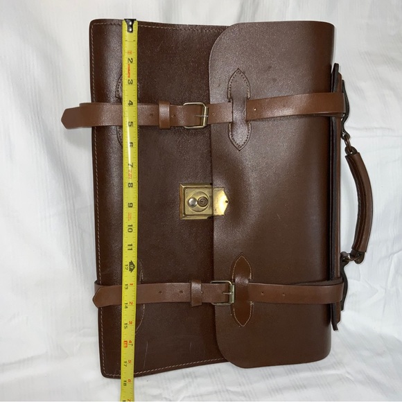 Large Vintage Brown Leather File Bag Briefcase School Work Lawyer Doctor - Picture 11 of 12
